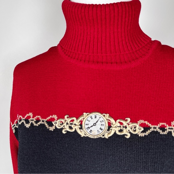 ST. John Sport By Marie Gray wool blend holiday turtleneck knit top swea… - Picture 8 of 12